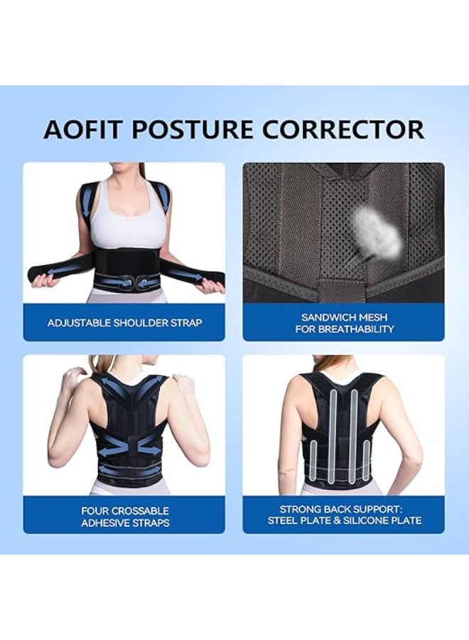 دعامة تصحيح قوام الظهر بالكامل للرجال والنساء - مشد قابل للتعديل لفرد الأكتاف والعمود الفقري - لتخفيف آلام الظهر وعلاج الانحناء والتحدب - Image 3